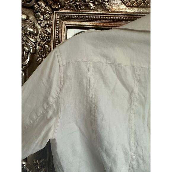 Burberry Brit Patchford Parchment Linen Moto Biker Full Zip Belted Jacket Size 4 - Picture 10 of 14